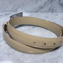 GUCCI buckle belt Logo hardware Authentic Beige Leather Made in Italy Men&rsquo;s