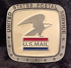 Vtg 80’s Pewter & Enamel Belt Buckle Eagle US Mail Collectable Buckle