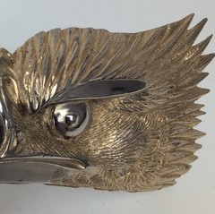 Vintage 1971 Sandy Val Pewter Eagle Head Belt Buckle Gold Silver Tone 3D Large