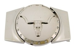 Bull Longhorn Buffalo Ox Antiqued Men Women Skull Belt Buckle Rodeo Metal Heavy.
