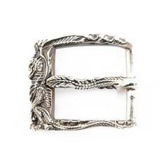 German silver belt buckle « Smaug dragon », handmade pin type german silver buckle