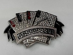 Four Aces Playing Card Game ALL SSSSSSSSSS! Casino Gambling Jeweled Belt Buckle