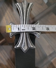 Black Leather Belt Gothic Cross Buckle Biker Rock Punk Western 1.5”