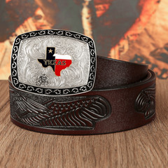 TEXAS STATE BELT BUCKLE FLAG MAP RODEO COWBOY WESTERN NEW USA HEAVY COLOR