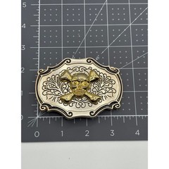 Skull and Crossbones Belt Buckle Silver Gold Tone Western Biker Gothic Pirate