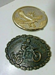 Gold Tone EAGLE Belt Buckle Star Bird In Flight & Yamaha Motorcycle