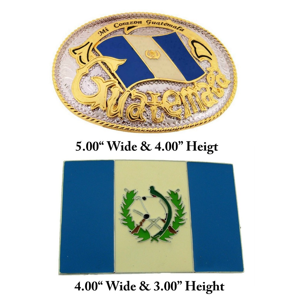 2 Pcs Guatemala Belt Buckle Flag Country Land Chapines Guatamalan Indian Mayan