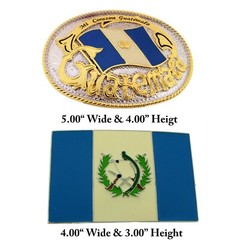 2 Pcs Guatemala Belt Buckle Flag Country Land Chapines Guatamalan Indian Mayan