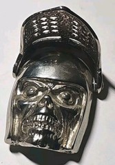 Vintage Knights Helmet & Skull BELT BUCKLE Medieval Armor Heavy Silver-Tone