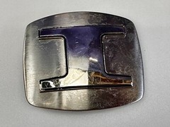 Custom Initial Block Letter I Silver Tone Outlined Reflective Retro Belt Buckle