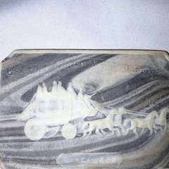 Belt Buckle Vintage Stagecoach Marbled Grey White OS