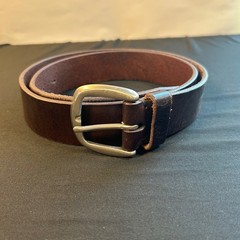 Cole Haan mens solid brass buckle brown leather belt old money preppy wedding