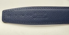 Authentic HERMES H Logo Reversible Belt Strap Blue Gold Tone Buckle Kit 85