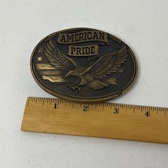 Antique-finish bronze CTM « American Pride » belt buckle 3D soaring eagle set agai