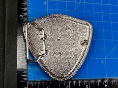 Long Horn Bull Steer Cow Black Stripe On Reflective Shield Pattern Belt Buckle