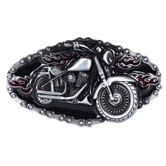 Western-Style Biker Buckle Motorcycle & Chain Design