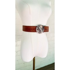 BERGAMOT Napoleon Goddess Sky Lady Lighting Belt Buckle 1974 VTG Unique Rare