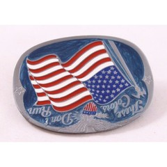 Buckle Bakery These Colors Don&rsquo;t Run American Flag Belt Buckle Vintage 1852 Oval