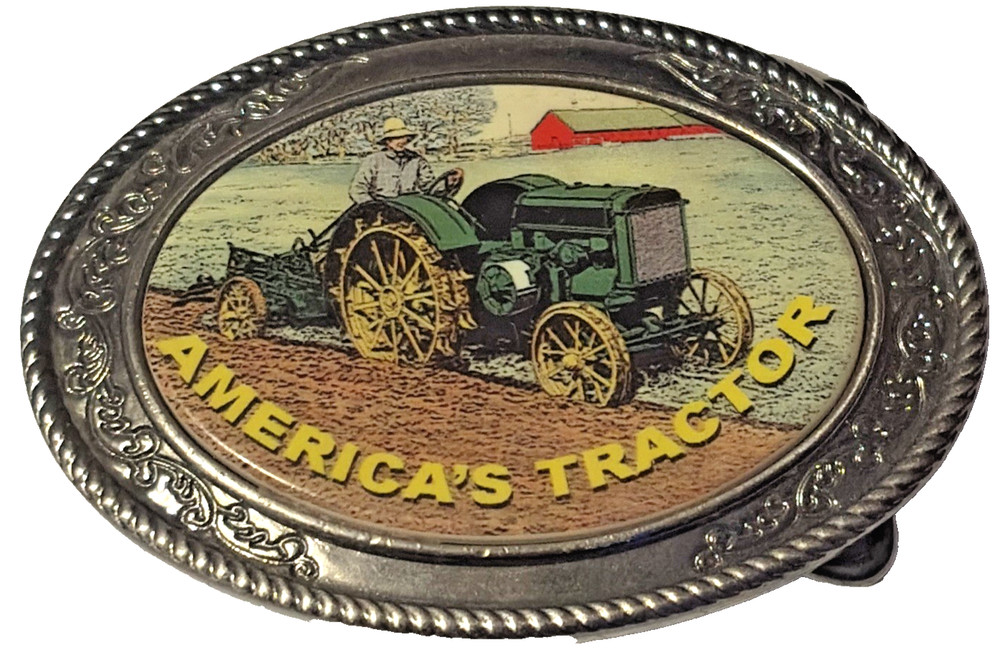 Americas Tractor Belt Buckle Metal and Enamel John Deere Model D Two-Cylinder 99