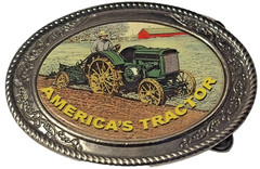 Americas Tractor Belt Buckle Metal and Enamel John Deere Model D Two-Cylinder 99