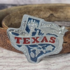 Texas Belt Buckle The Great American 1980 Lone Star 142 Belt Change Buckle Leath
