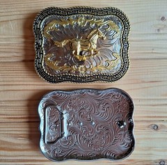 BIG Horse wave western silver & gold & black belt buckle (choice designs)