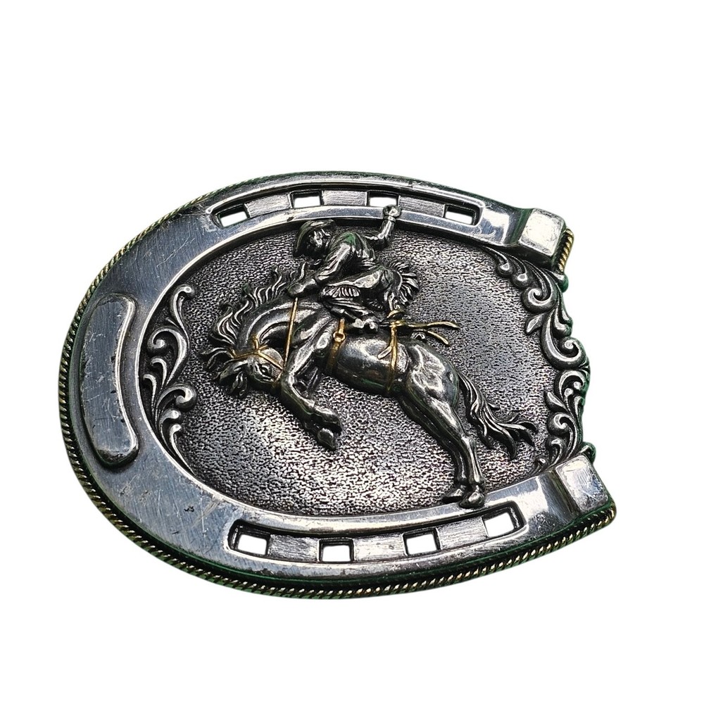 Western Style Men&rsquo;s Belt Buckle Silver Horse Rider