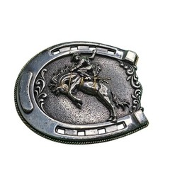 Western Style Men&rsquo;s Belt Buckle Silver Horse Rider