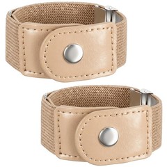 Ptwola 2 Pcs Men Side Belts No Buckle Elastic Belt Without One Size, Beige