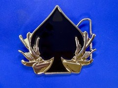 Spade Playing Cards W/ Birds Cutout NOS 2005 Hunters Vegas Baby! Belt Buckle