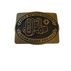 Vintage 1983 Arco Metals Company Logan Plant Project Solid Brass Belt Buckle USA