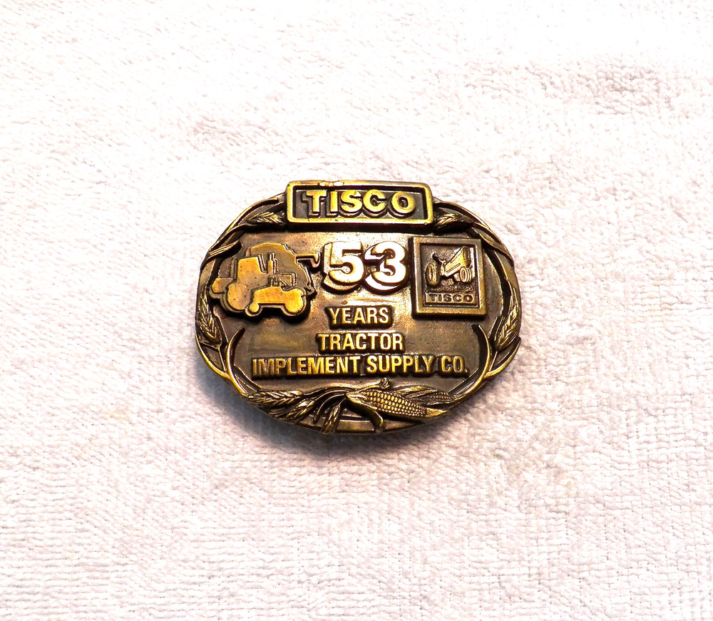 VINTAGE BELT BUCKLE TRACTOR IMPLEMENT SUPPLY (TISCO) SPEC CAST SISKIYOU BB16