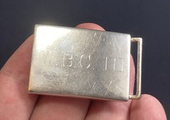 Vintage Simmons Sterling Belt Buckle Etched Monogram WBC III Fine