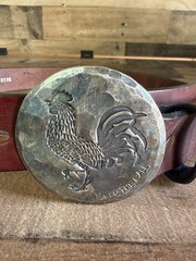 Howler Brothers El Gallo Belt Buckle Forged Steel Rooster Brown Leather Belt 32