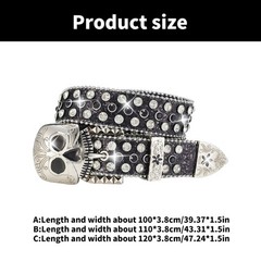 Skull Buckle Belt Hiphop Rockers Belt Eye Catching Western Waistbelt for Adults