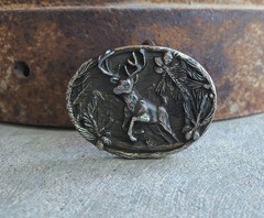 VINTAGE 1643 Brass Deer Buckle- THE GREAT AMERICAN BUCKLE CO- copyright 1986