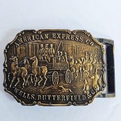 Vintage American Express Co Wells Butterfield Stagecoach Belt Buckle Synek NYC