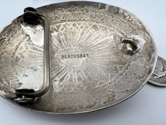 Vintage Navajo Sterling Silver Buckle Turquoise Signed J Blackgoat