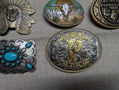 vintage LOT OF 15 belt buckles WESTERN native american RODEO cowboy HORSE