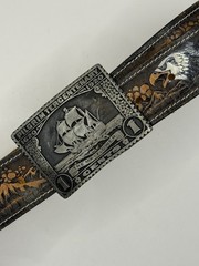 Pilgrim Tercentenary The Mayflower 1 Cents 1620-1920 Solid Pewter Belt Buckle