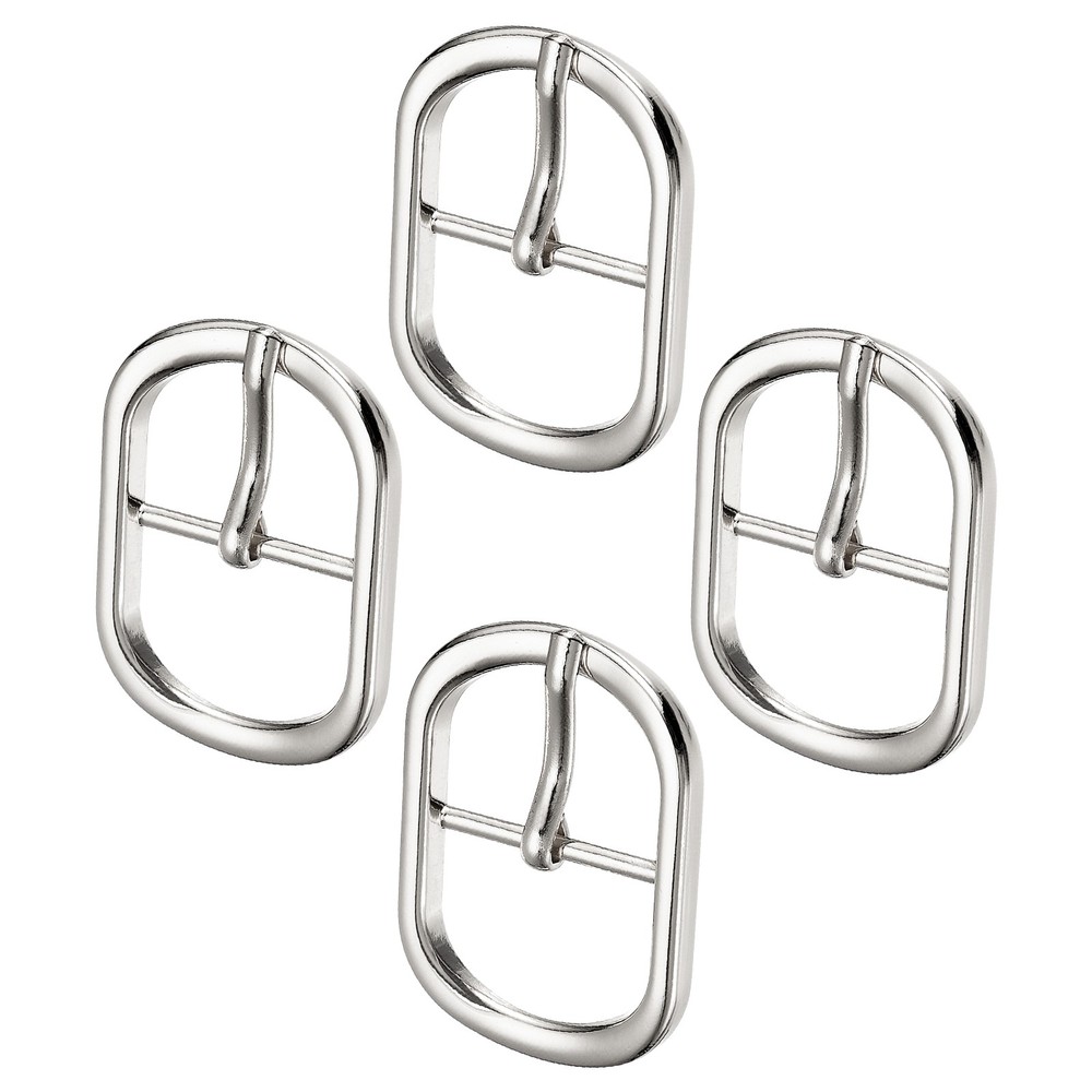 0.94&Prime; Single Prong Belt Buckle Silver DIY Oval Center Bar Buckle , 4Pcs