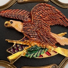 Vintage Eagle Rifle American Flag Belt Buckle Patriotic Western Bronze Tone 3D