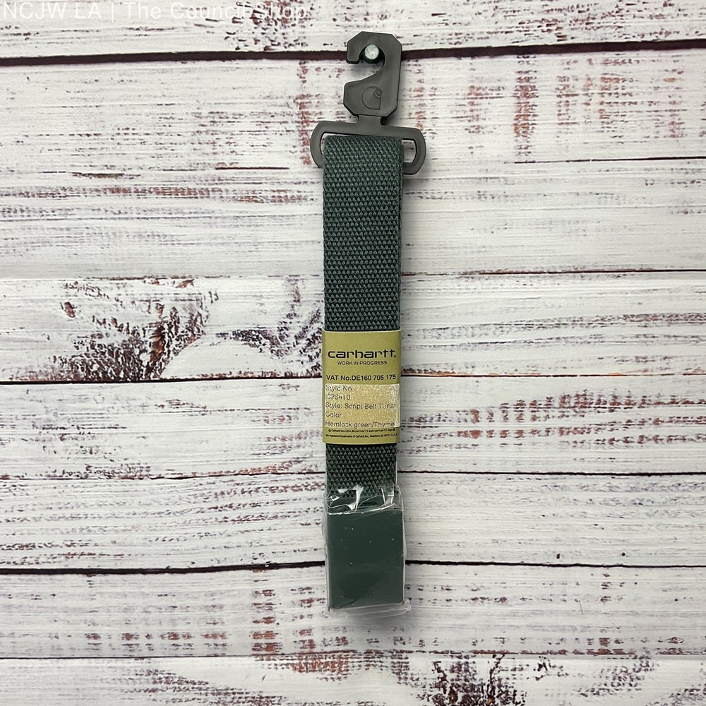 Carhartt Work In Progress Script Tonal Silver Pine Green Belt – Size 47&Prime; New