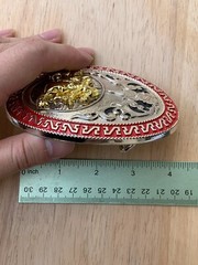Western Buckle Oval Gold Silver Red Horse Rider Cowboy 2 » Hebillas Vaqueras