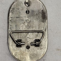 Belt Buckle Unisex_ Chrome Oval With Woodgrain Front With Encased Turquoise Size