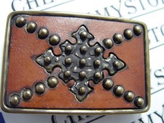 1976 LEATHER -METAL SOLID BRASS BUCKLE COLLECTOR ITEM