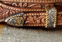 Justin Men’s Belt Crumrine Buckle Size 36 114 TN. Brown Top Grain Cowhide USA