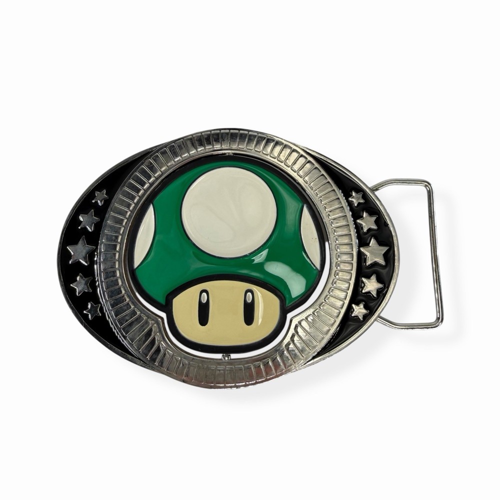 Nintendo Super Mario Brothers Spinning Mushroom Buckle Red/Green Reversible 2011