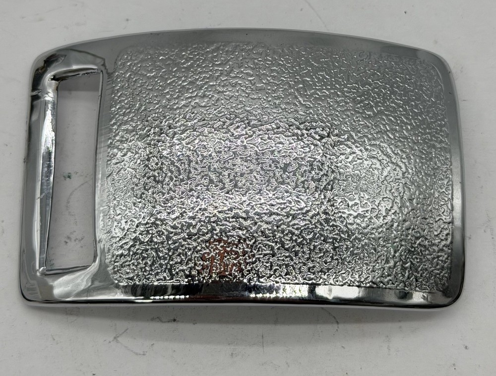 Vintage Silver Tone Hammer Rectangle Belt Buckle Textured Minimalist