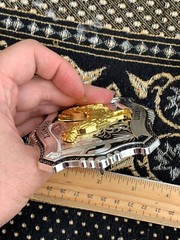 Western Buckle Gold Black Silver Rooster Cowboy 2 »Buckle Hebilla Vaquero Gallo